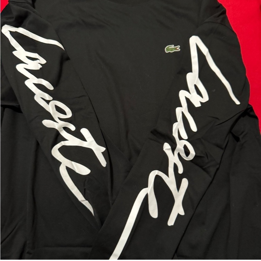 Bundle Lacoste Men's Black&Red Long Sleeve Tee with White Script